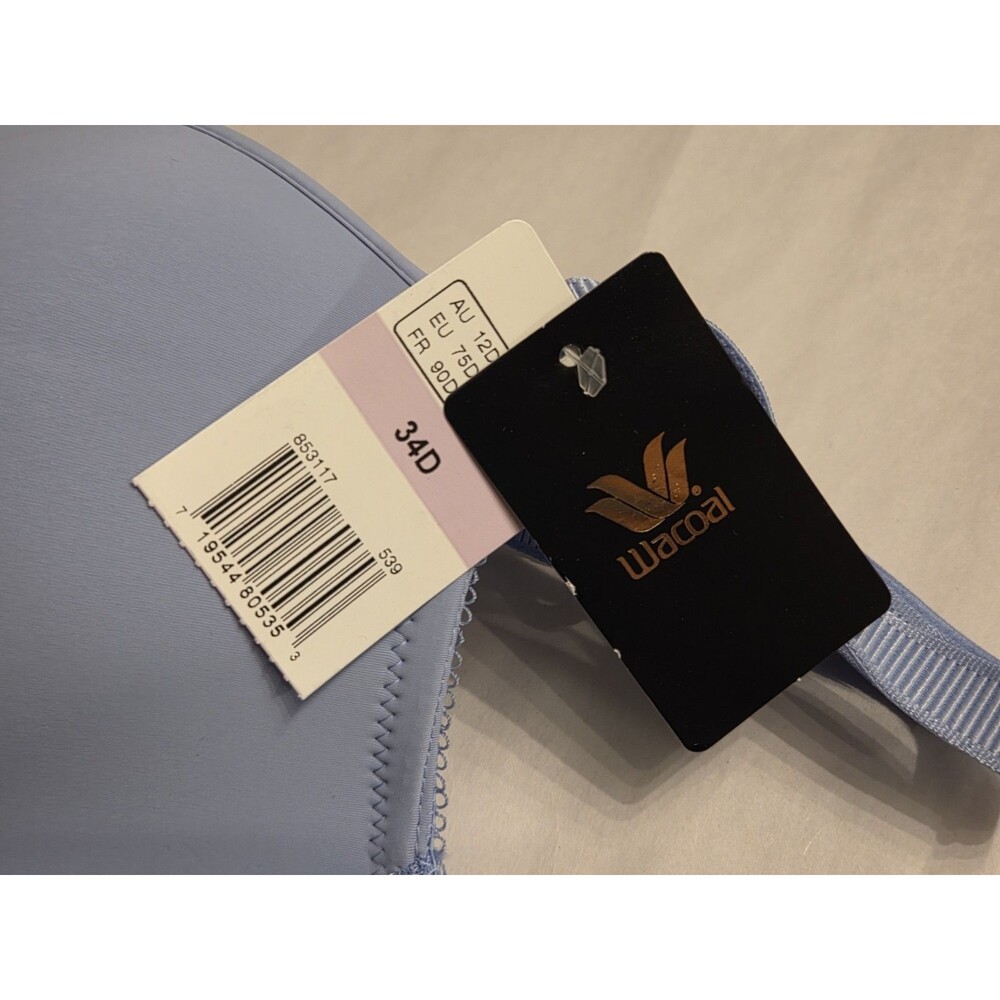 NWT Wacoal Lace Trim T-Shirt Bra 34D Periwinkle Blue Underwire Smooth Cups - Picture 3 of 9